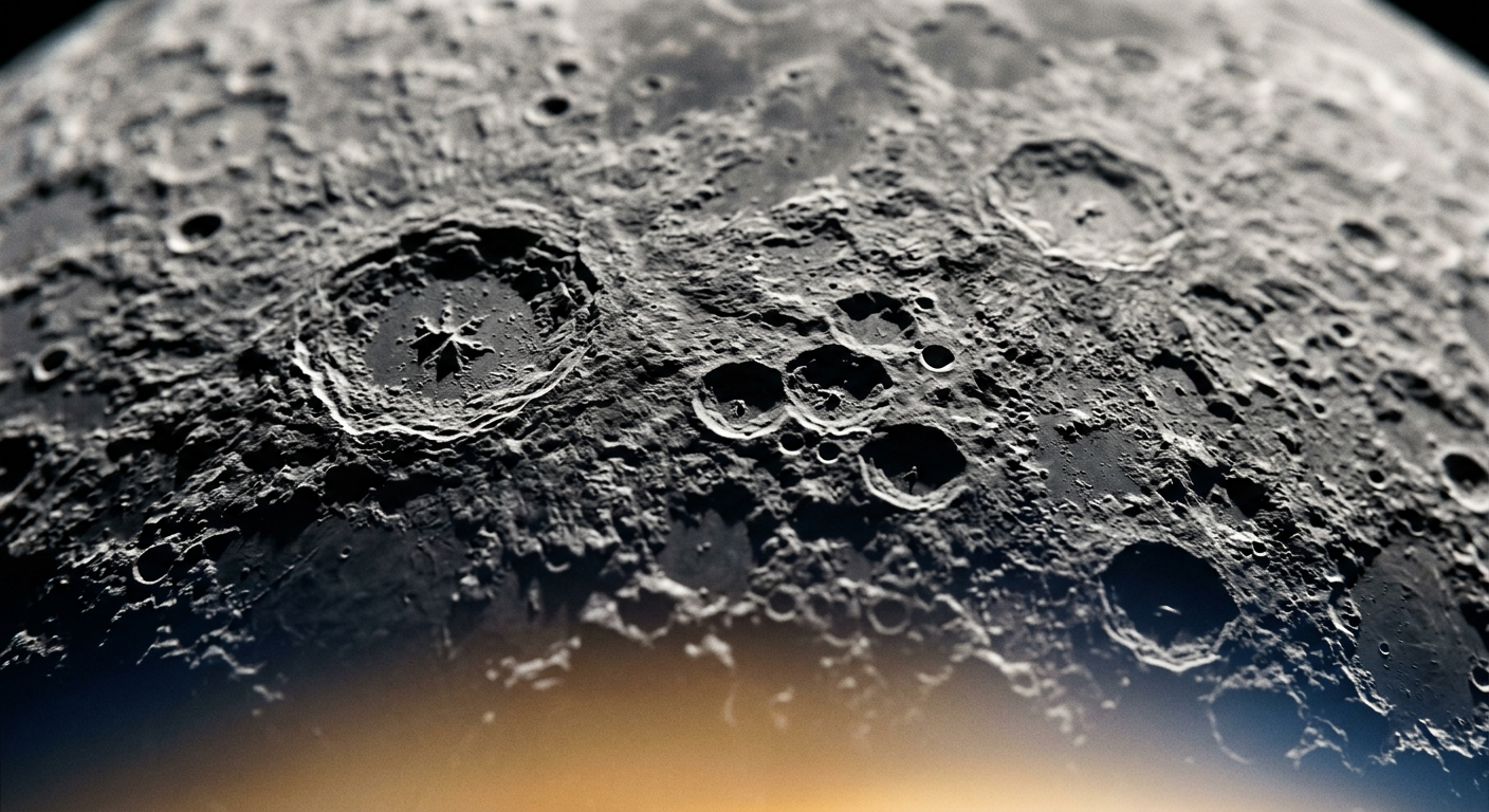Superfície da Lua em macro com crateras detalhadas — sinastria e emoções